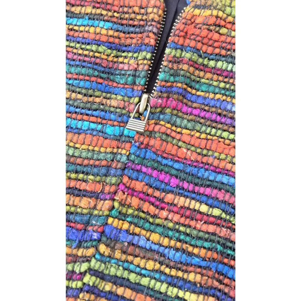Artsy Woven Silk Blend Vest Multicolor Textured Boho Anthropologie Style - Picture 4 of 8